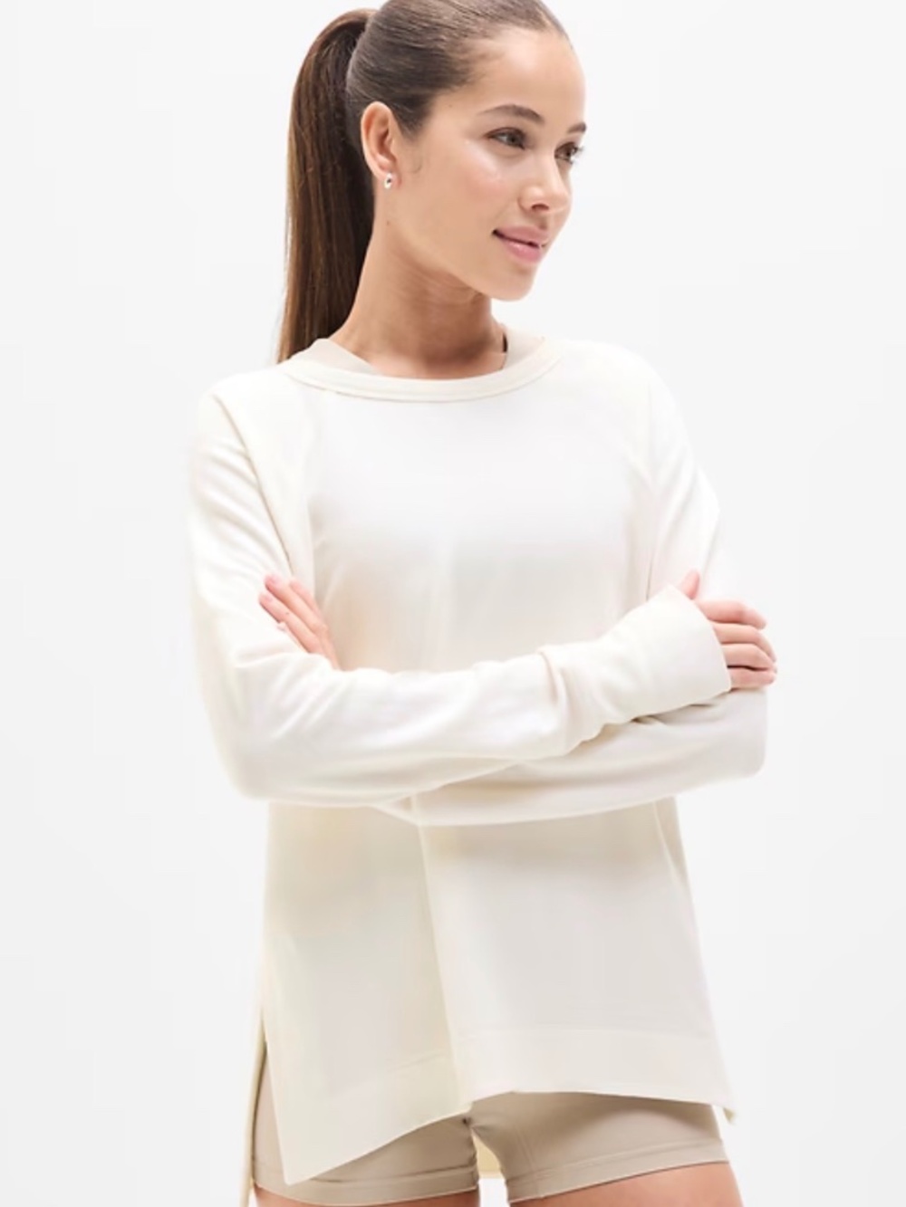 Coaster Luxe Recover Sweatshirt | L | Magnolia White | Soft Lounge Pullover Cozy